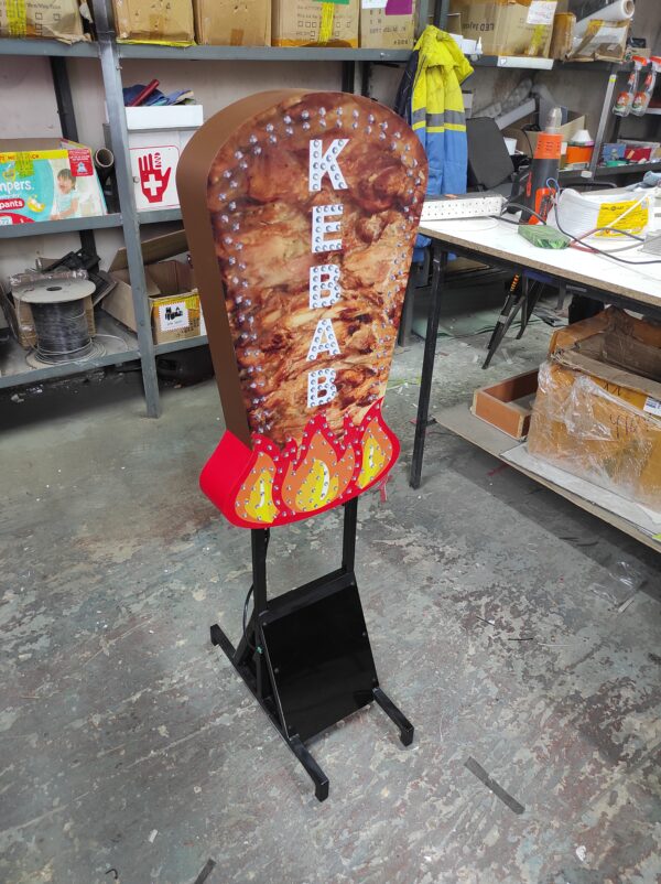 ENSEIGNE MAGASIN STOP TROTTOIR LUMINEUSE LED DOUBLE FACES “KEBAB” EXTERNE PRÊT À INSTALLER AVEC ANIMATION ET TÉLÉCOMMANDE – Image 3