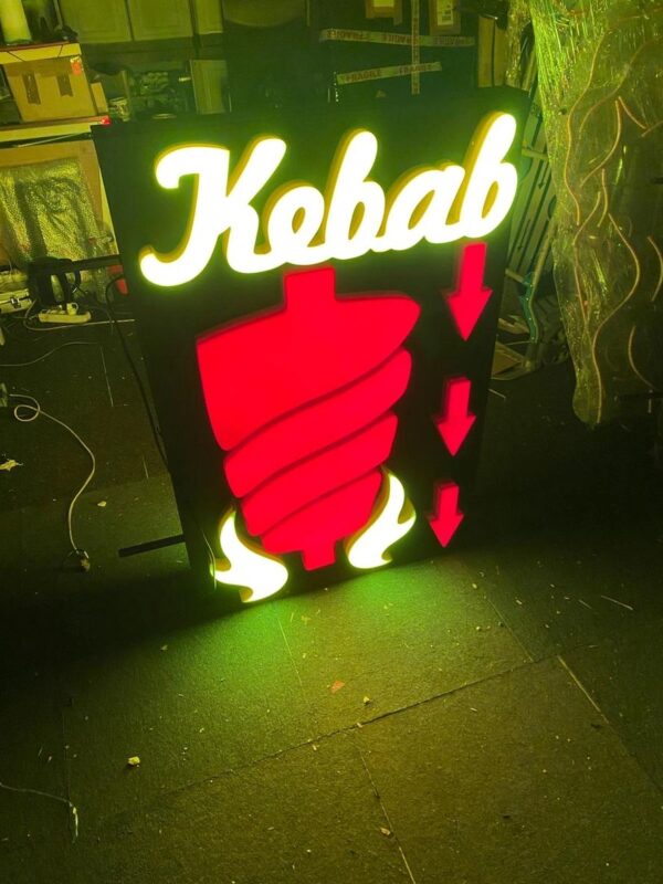 PANNEAU PUBLICITAIRE LED DOUBLE FACE “KEBAB” ANIMÉ 110x75cm – Image 3